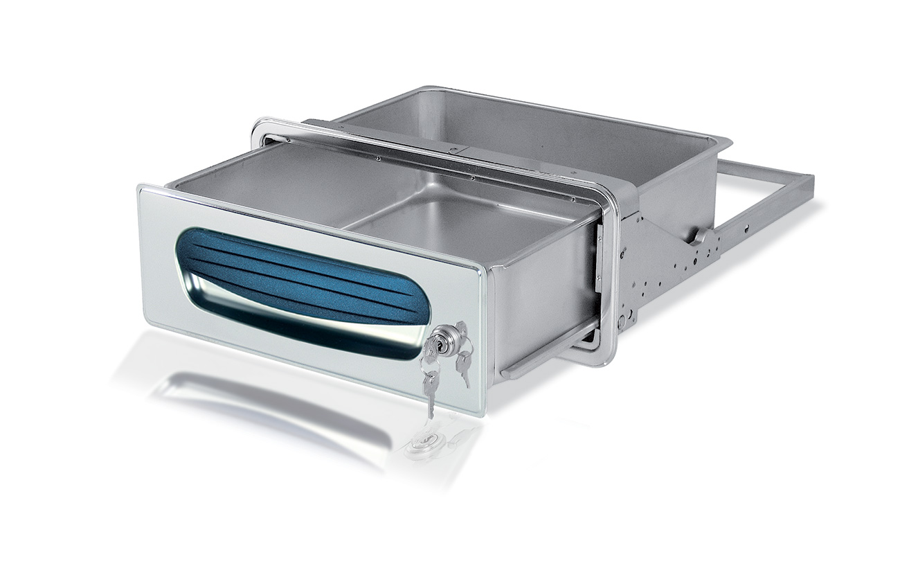 Cassetto portaoggetti acciaio inox con serratura - Serie 4000 - Priolinox