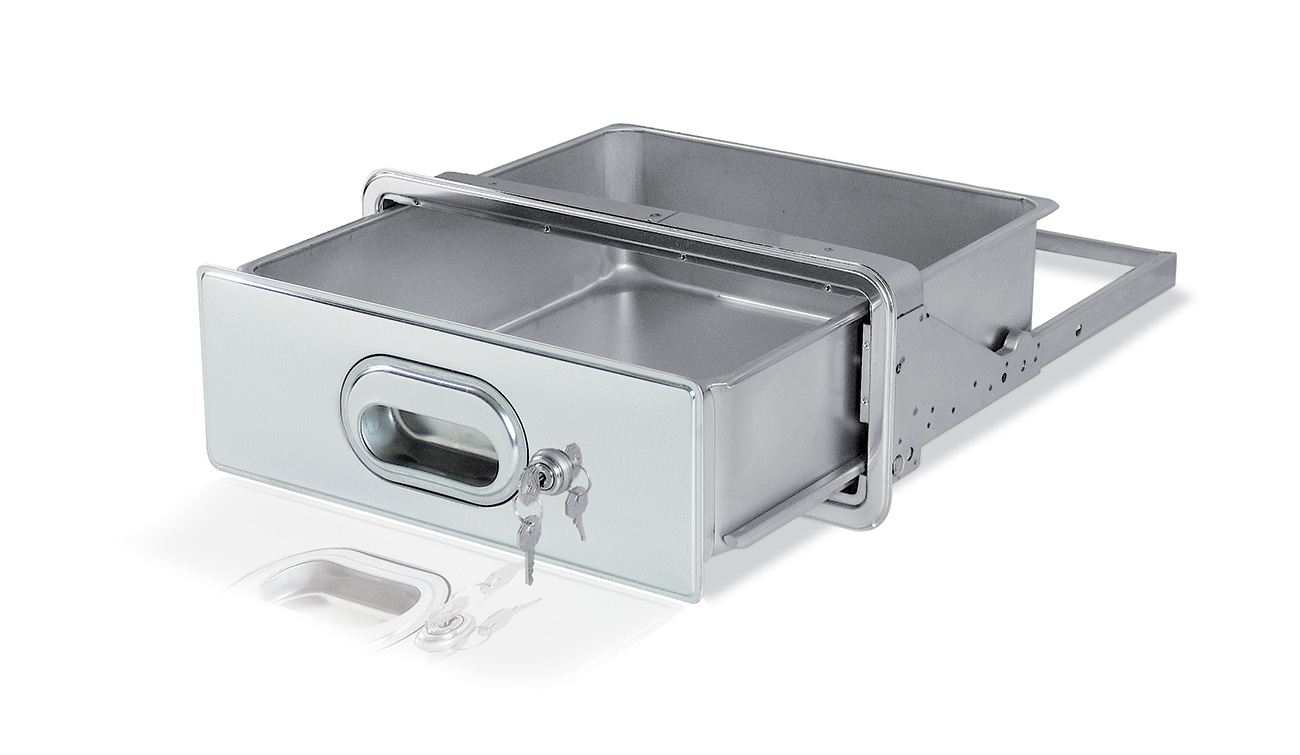 Cassetto portaoggetti acciaio inox con serratura - Serie 3000 - Priolinox